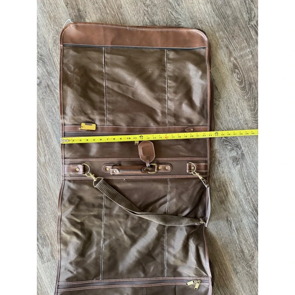 Vintage Executive Travelers Garment Bag‎ Tan Faux Leather Suit Bag (008)
